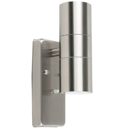 ValueLights Silver Outdoor Wall Up Down Light with Dusk till Dawn Sensor - Size: 29.6 x 7 x 7cm - Wilko