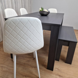 Kosy Koala 6 Seater Faux Leather Gem Pattern Dining Bench Set Dark Grey and White - Multi - Portland - Wilko - thumbnail 5