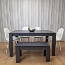 Kosy Koala 6 Seater Faux Leather Gem Pattern Dining Bench Set Dark Grey and White - Multi - Portland - Wilko - thumbnail 6