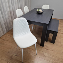 Kosy Koala 6 Seater Faux Leather Gem Pattern Dining Bench Set Dark Grey and White - Multi - Portland - Wilko - thumbnail 4
