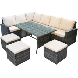 Home Garden Direct Pelias 9 Seater Rattan Dining Set Beige - Cream - Wilko - thumbnail 3