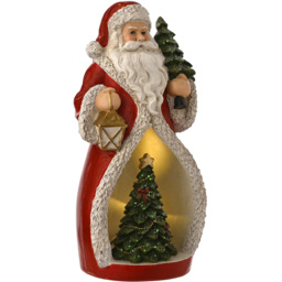 The Seasonal Gift Co Regal Tidings LED Santa with Mini Christmas Tree Decoration 18cm - Size: 18 x 9 x 7cm - Red - The Seasonal Gift Co. - Wilko - thumbnail 3