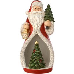 The Seasonal Gift Co Regal Tidings LED Santa with Mini Christmas Tree Decoration 18cm - Size: 18 x 9 x 7cm - Red - The Seasonal Gift Co. - Wilko