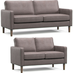 Bexhill 5 Seater Grey Faux Leather Sofa Suite - Wilko - thumbnail 3
