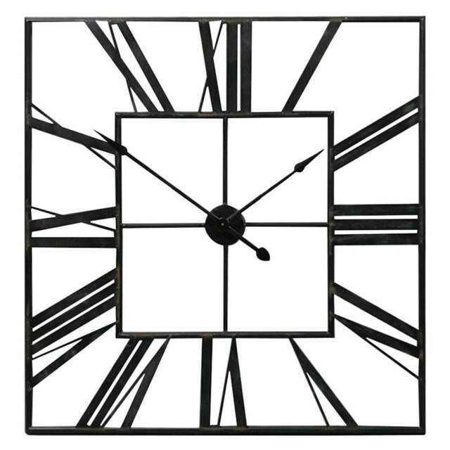 Living and Home Black Square Metal Wall Clock 60cm - Size: 60x60x3cm - Wilko - image 1