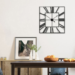 Living and Home Black Square Metal Wall Clock 60cm - Size: 60x60x3cm - Wilko - thumbnail 6