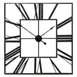 Living and Home Black Square Metal Wall Clock 60cm - Size: 60x60x3cm - Wilko - thumbnail 1