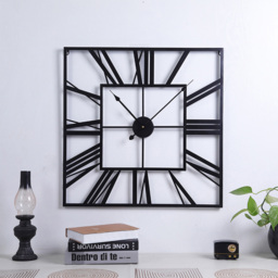 Living and Home Black Square Metal Wall Clock 60cm - Size: 60x60x3cm - Wilko - thumbnail 3