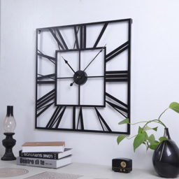 Living and Home Black Square Metal Wall Clock 60cm - Size: 60x60x3cm - Wilko - thumbnail 7