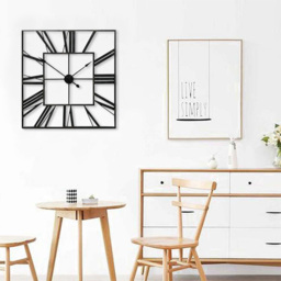 Living and Home Black Square Metal Wall Clock 60cm - Size: 60x60x3cm - Wilko - thumbnail 5