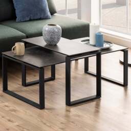 Florence Katrine Black Ceramic Coffee Table Set of 2 - Furniture To Go - Wilko