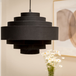 ValueLights Sette 7 Layer Black with Gold Inner Pendant Shade 45cm - Size: 45 x 33 x 45cm - Wilko - thumbnail 4