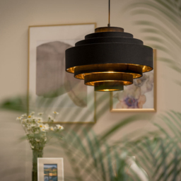 ValueLights Sette 7 Layer Black with Gold Inner Pendant Shade 45cm - Size: 45 x 33 x 45cm - Wilko - thumbnail 3