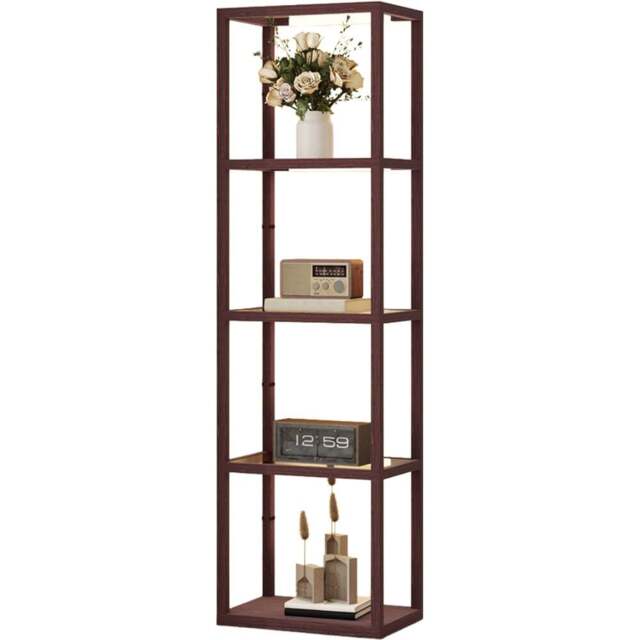 HOMCOM 4 Shelf Brown Glass Dimmable LED Floor Lamp - Size: 25 x 37 x 54cm - Wilko - image 1