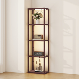 HOMCOM 4 Shelf Brown Glass Dimmable LED Floor Lamp - Size: 25 x 37 x 54cm - Wilko - thumbnail 3
