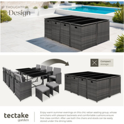 tectake Palma 12 Seater Rattan Garden Dining Set Grey and Light Grey - Wilko - thumbnail 5