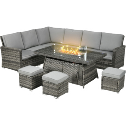 Outsunny 9 Seater Grey Rattan Sofa Lounge Set with 50000 BTU Burner Table - Wilko - thumbnail 3