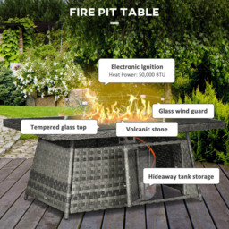 Outsunny 9 Seater Grey Rattan Sofa Lounge Set with 50000 BTU Burner Table - Wilko - thumbnail 7