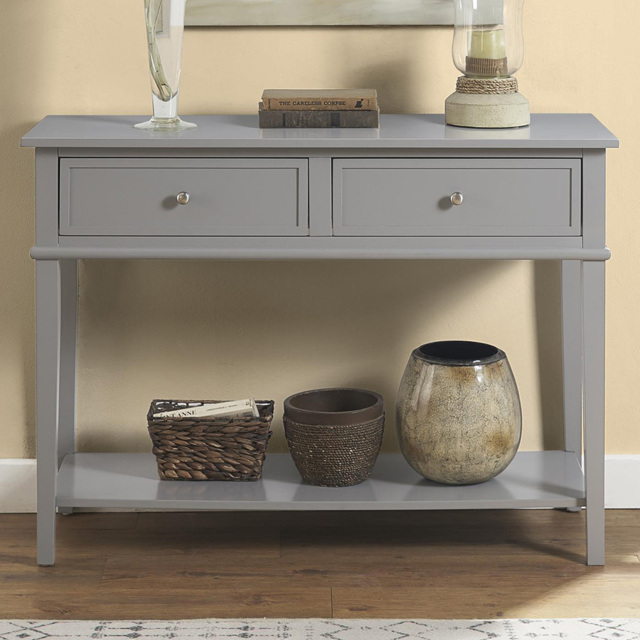 Dorel Franklin 2 Drawer Single Shelf Grey Console Table - Size: 76 x 104 x 40cm - Wilko - image 1