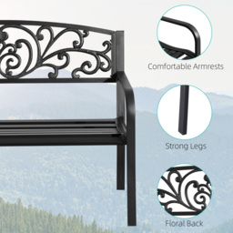 Outsunny 2 Seater Black Metal Garden Bench - Wilko - thumbnail 7
