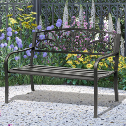 Outsunny 2 Seater Black Metal Garden Bench - Wilko - thumbnail 1