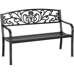 Outsunny 2 Seater Black Metal Garden Bench - Wilko - thumbnail 3