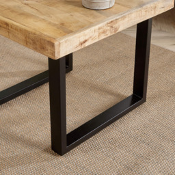Home Source Cortez Mango Wood Rectangular Small Coffee Table with Iron Legs - Size: 45 x 55 x 55cm - Brown - Wilko - thumbnail 4