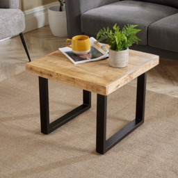 Home Source Cortez Mango Wood Rectangular Small Coffee Table with Iron Legs - Size: 45 x 55 x 55cm - Brown - Wilko - thumbnail 6