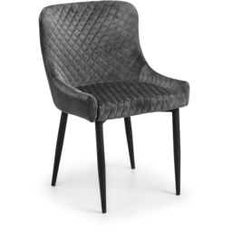 Julian Bowen Luxe Set of 2 Grey Velvet Dining Chair - Black - Wilko - thumbnail 4