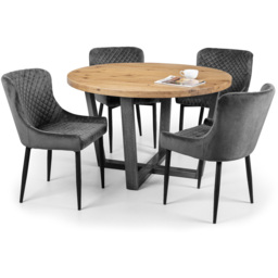Julian Bowen Luxe Set of 2 Grey Velvet Dining Chair - Black - Wilko - thumbnail 7