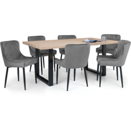 Julian Bowen Luxe Set of 2 Grey Velvet Dining Chair - Black - Wilko - thumbnail 6