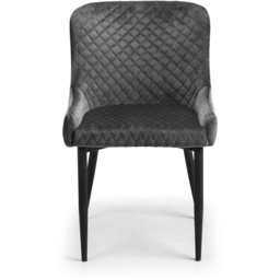 Julian Bowen Luxe Set of 2 Grey Velvet Dining Chair - Black - Wilko - thumbnail 5