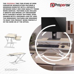 Properav 2 Tier White Stand Up Desk - Size: 11 x 80 x 40cm - Wilko - thumbnail 7