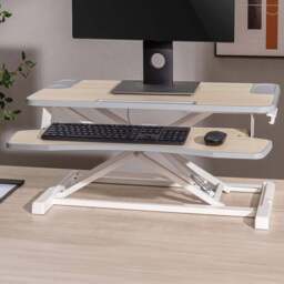 Properav 2 Tier White Stand Up Desk - Size: 11 x 80 x 40cm - Wilko