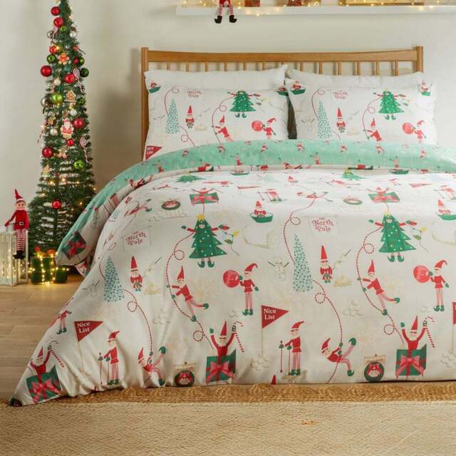 Duvet Day Single Elfie Printed Soft Touch Reversible Duvet Set - Cream - Wilko - image 1