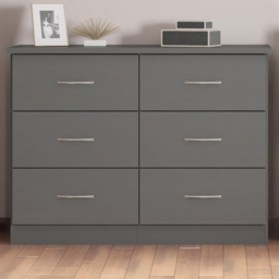 Seconique Nevada 6 Drawer 3D Effect Grey Chest of Drawers - Wilko - thumbnail 1