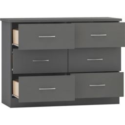 Seconique Nevada 6 Drawer 3D Effect Grey Chest of Drawers - Wilko - thumbnail 5