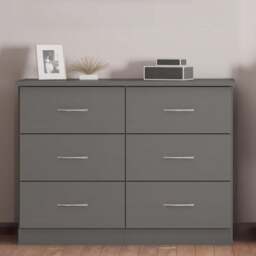 Seconique Nevada 6 Drawer 3D Effect Grey Chest of Drawers - Wilko - thumbnail 7