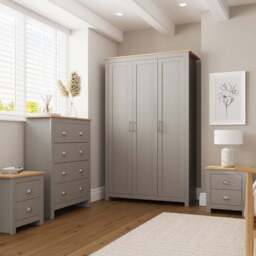 GFW Lancaster Grey 4 Piece Bedroom Furniture Set - Wilko