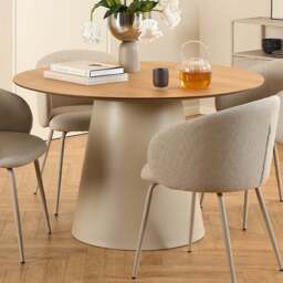 Florence Soli Oak and Grey Round Dining Table 120 x 75cm - Size: 4 Seater - Multi - Furniture To Go - Wilko