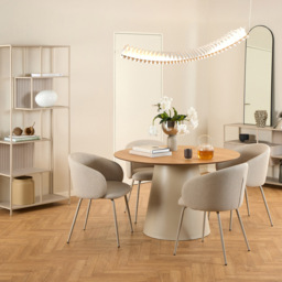 Florence Soli Oak and Grey Round Dining Table 120 x 75cm - Size: 4 Seater - Multi - Furniture To Go - Wilko - thumbnail 7