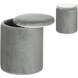 Portland Grey Round Storage Ottoman with Removable Top - Size: 45 x 35 x 35cm - Wilko - thumbnail 3