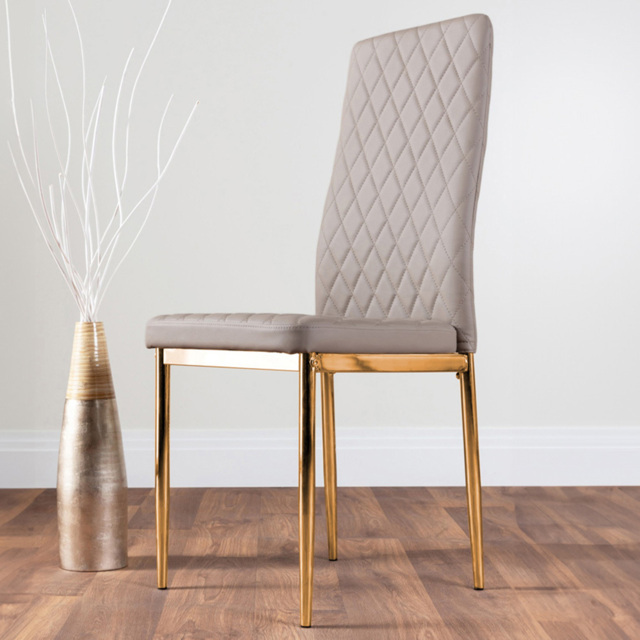 Furniturebox Valera Set of 4 Cappuccino and Gold Faux Leather Dining Chair - Brown - Wilko - image 1
