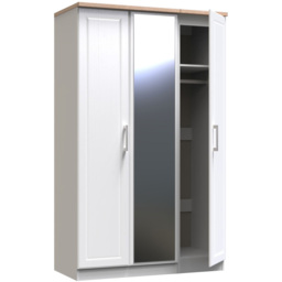 Crowndale Kent 3 Door White Ash and Modern Oak Mirror Wardrobe - Wilko - thumbnail 7