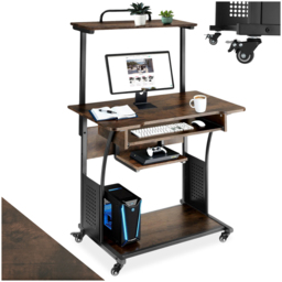 tectake Industrial Dark Wood Office Desk with Keyboard Tray - Brown - Wilko - thumbnail 3