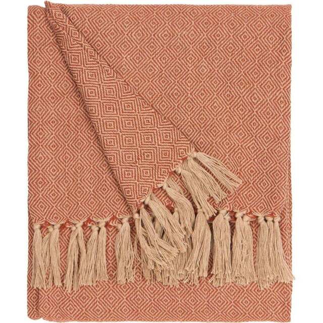 Furn Dessa Orange Geometric Woven Throw 130 x 180cm - Wilko - image 1
