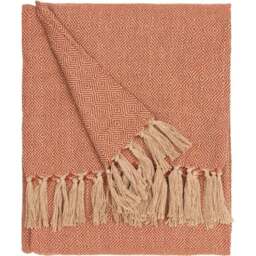 Furn Dessa Orange Geometric Woven Throw 130 x 180cm - Wilko