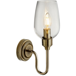 Merano Livorno Batten Clear Glass Antique Brass Plate Wall Light - Size: 18.5 x 11 x 33.5cm - Brown - Wilko - thumbnail 4
