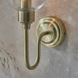 Merano Livorno Batten Clear Glass Antique Brass Plate Wall Light - Size: 18.5 x 11 x 33.5cm - Brown - Wilko - thumbnail 6