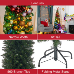 The Christmas Workshop Green Slim Line Christmas Tree 6ft - Wilko - thumbnail 6